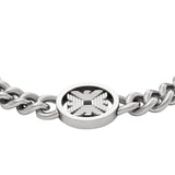 Λεπτομέρεια από το ανδρικό βραχιόλι Emporio Armani EGS3041040 με κρίκους από ανοξείδωτο ατσάλι.