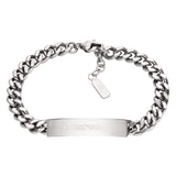 Ανδρικό βραχιόλι Emporio Armani EGS3304040 από ανοξείδωτο ατσάλι σε ασημί χρώμα με σχέδιο αλυσίδας κρίκο-κρίκο και ταυτότητα.