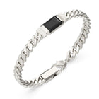 Ανδρικό Βραχιόλι Guess Barrio JUMB06067JWSTBKS Ασημί με Μαύρη Ταυτότητα
