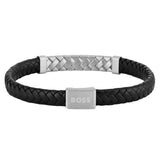 Ανδρικό Βραχιόλι Boss 1580674M Μαύρο Δερμάτινο