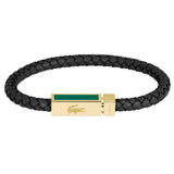 Ανδρικό Βραχιόλι Lacoste Δερμάτινο Μαύρο 