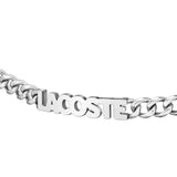Ατσάλινο βραχιόλι Lacoste 2040476 ανδρικό σε ασημί χρώμα από ανοξείδωτο ατσάλι με ρυθμιζόμενο μήκος 19-22cm, κοντινή λήψη.