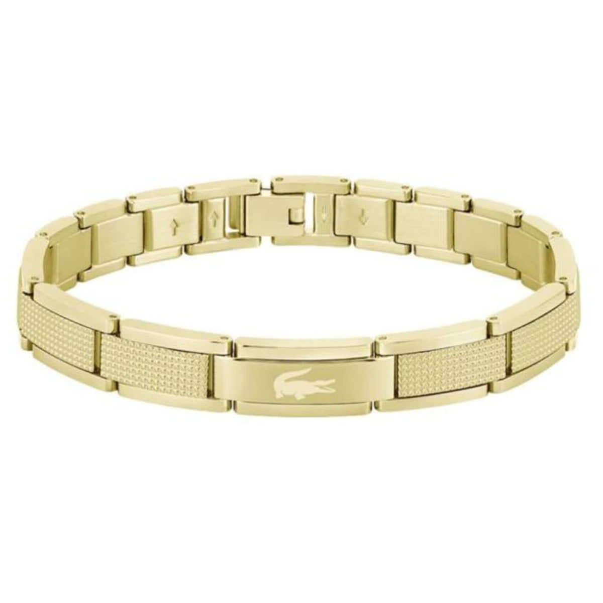 Ανδρικό βραχιόλι Lacoste Stencil 2040219 από ανοξείδωτο ατσάλι σε χρυσό χρώμα.