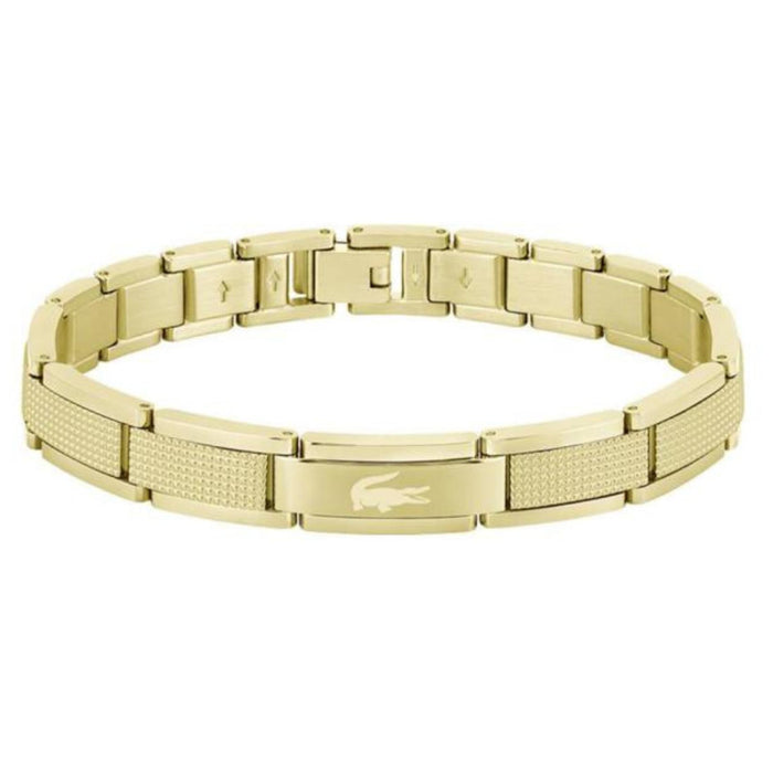 Ανδρικό βραχιόλι Lacoste Stencil 2040219 από ανοξείδωτο ατσάλι σε χρυσό χρώμα.
