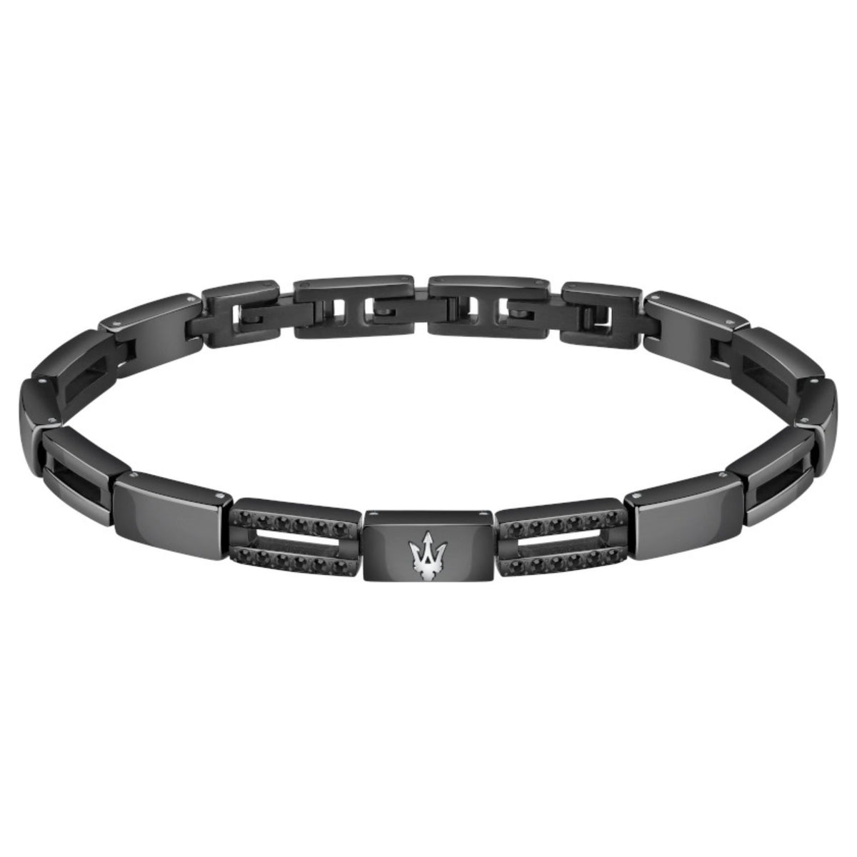 Ανδρικό βραχιόλι Maserati Ceramic JM223ATZ21 σε μαύρο χρώμα από κεραμικό με πέτρες και μήκος 22cm