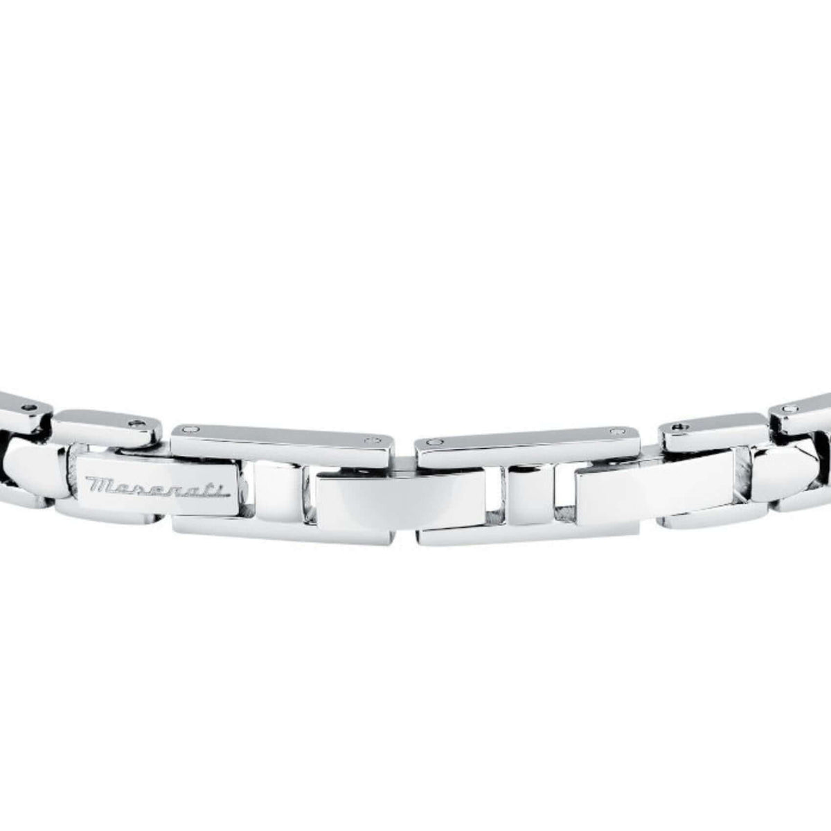 Ανδρικό βραχιόλι Maserati Diamonds JM224ATZ40 από ανοξείδωτο ατσάλι και κεραμικό, ασημί-μαύρο και ροζ χρυσή τρίαινα, κούμπωμα.