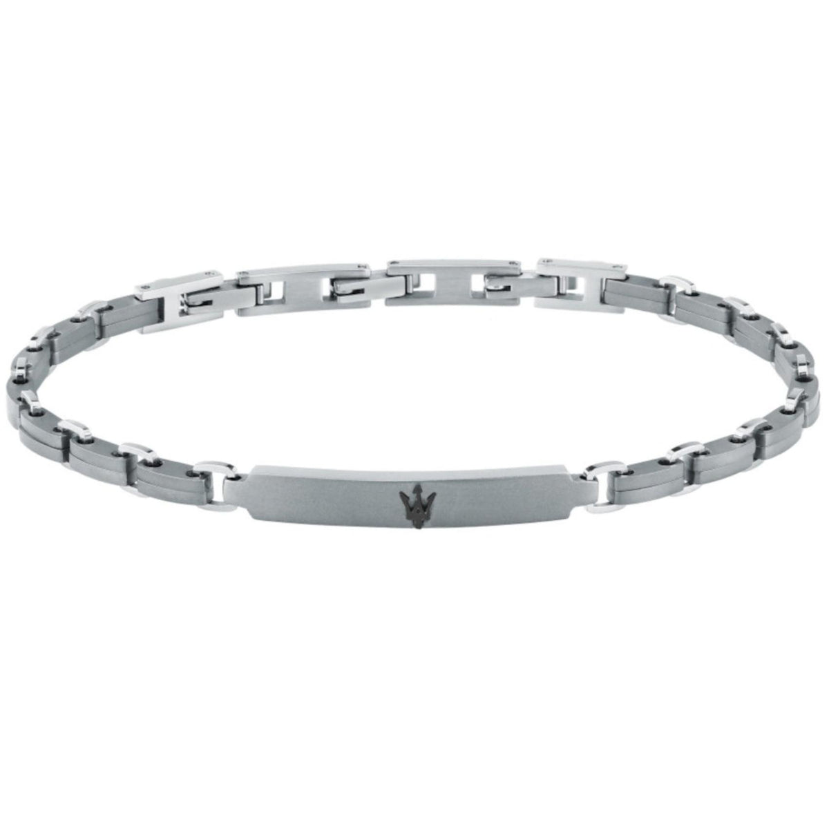 Ανδρικό βραχιόλι Maserati Titanium JM426AXF06 σε ασημί και γκρι χρώμα από τιτάνιο με ρυθμιζόμενο μήκος 19-22cm