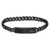 Ανδρικό βραχιόλι Lacoste 2040082 ατσάλινο σε μαύρο χρώμα με ταυτότητα.