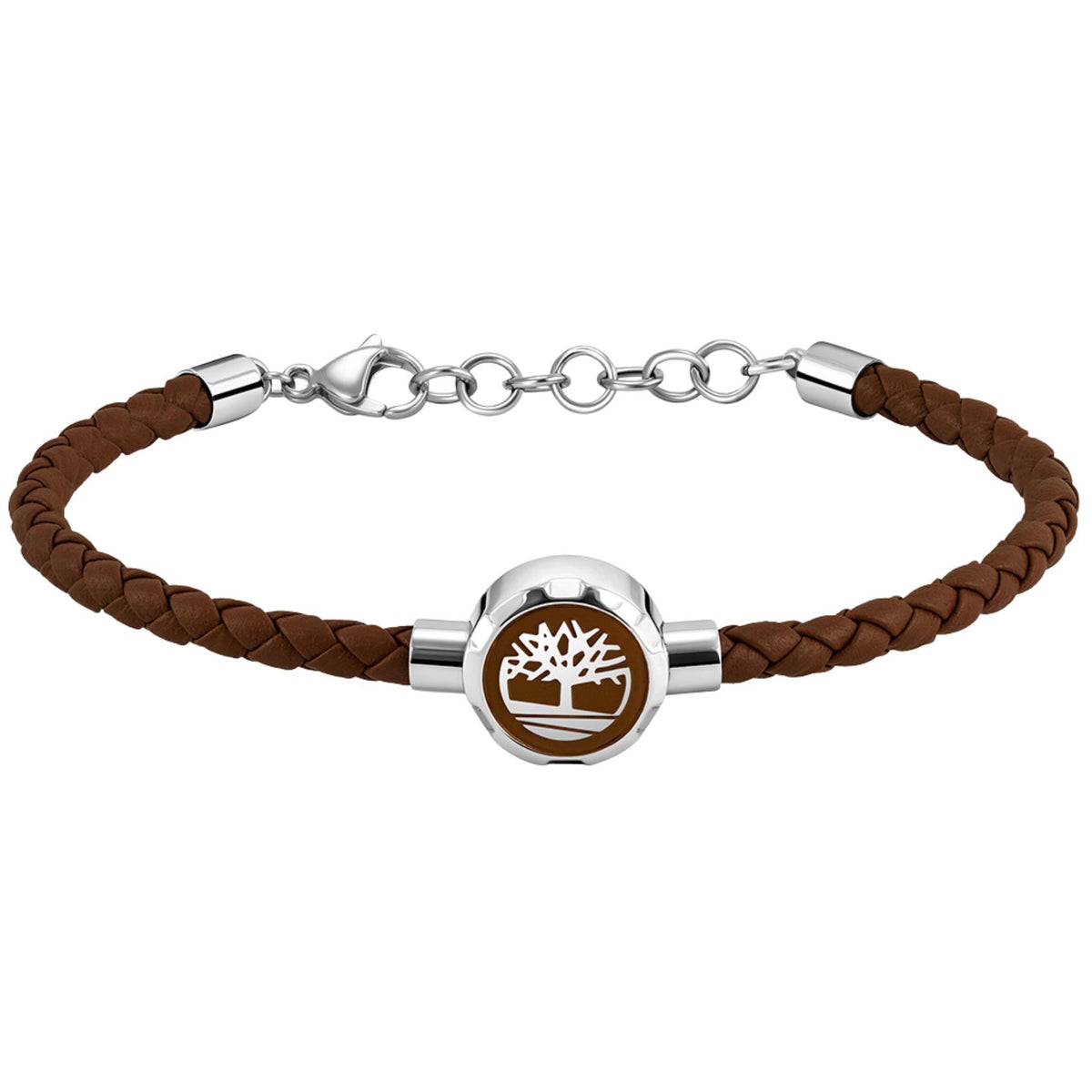 Ανδρικό βραχιόλι Timberland Aldenbrook TDAGB0003405 σε καφέ χρώμα από δέρμα με ατσάλινο στοιχείο και ρυθμιζόμενο μήκος 19-21.5cm