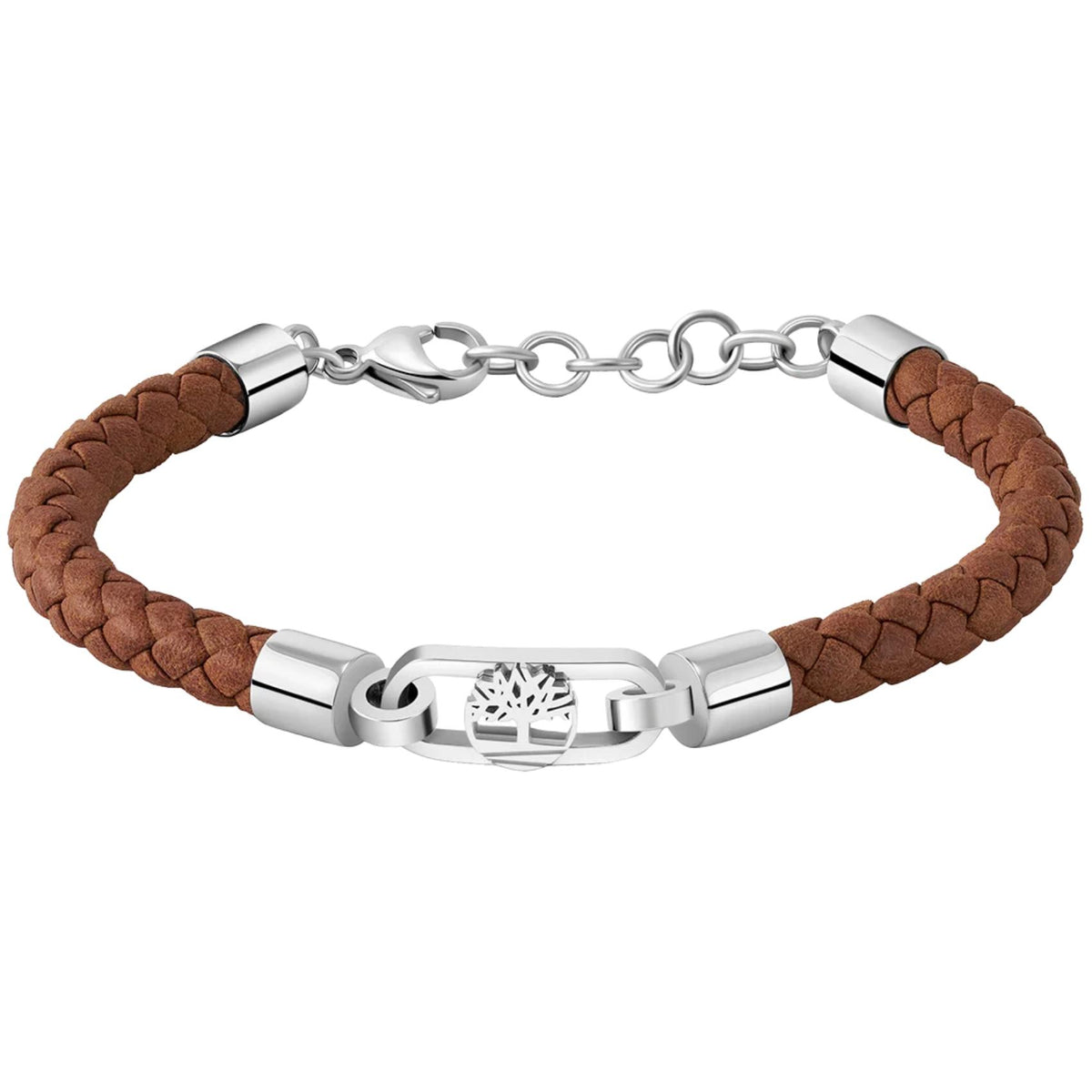 Ανδρικό βραχιόλι Timberland Barrett Pond TDAGB0003804 σε καφέ χρώμα από δέρμα με ατσάλινο στοιχείο και ρυθμιζόμενο μήκος 18-20cm