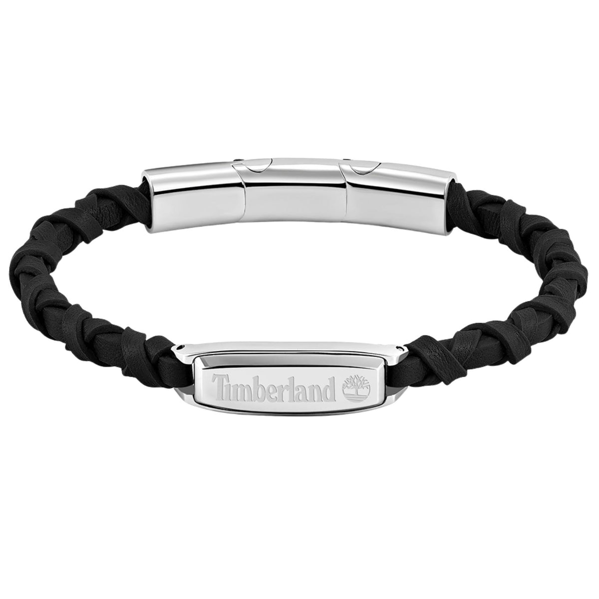Ανδρικό βραχιόλι Timberland City Guide TDAGB0003501 σε μαύρο χρώμα από δέρμα με ατσάλινο στοιχείο και ρυθμιζόμενο μήκος 18-20cm