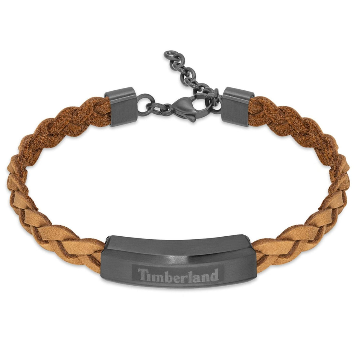 Ανδρικό βραχιόλι Timberland Kootenay TDAGB0002103 σε ταμπά χρώμα από δέρμα με μαύρο ατσάλινο στοιχείο και ρυθμιζόμενο μήκος 18-20cm