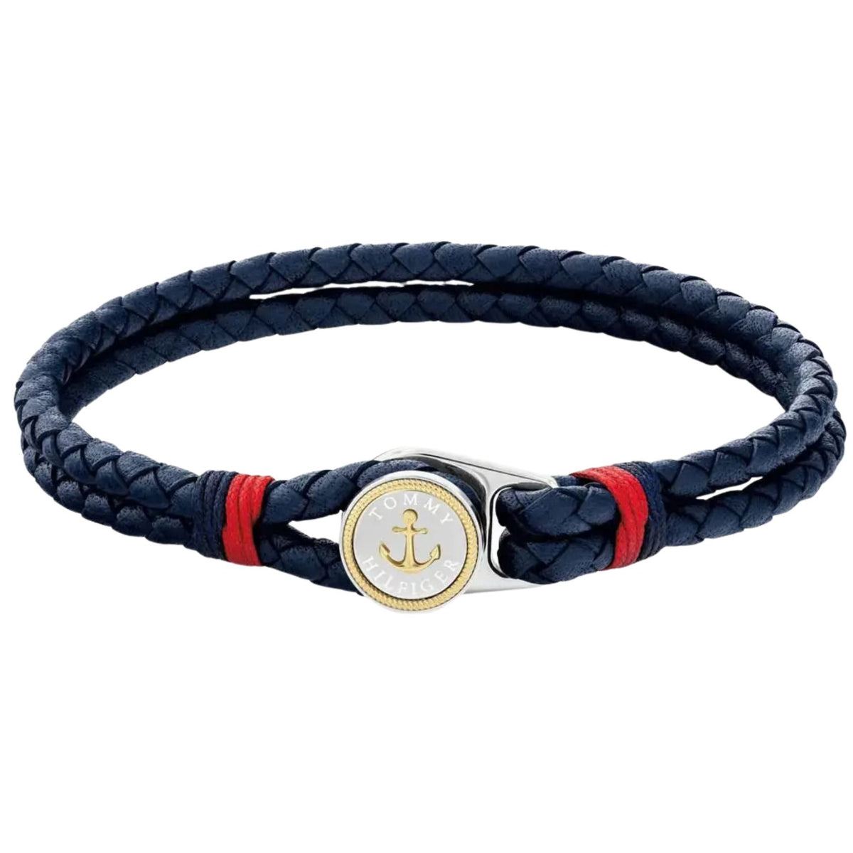 Ανδρικό βραχιόλι Tommy Hilfiger 2790691 σε μπλε χρώμα από πλεκτό δέρμα και ανοξείδωτο ατσάλι με μήκος 21cm
