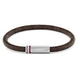 Ανδρικό βραχιόλι Tommy Hilfiger 2790703 δερμάτινο σε καφέ χρώμα με ατσάλινο κούμπωμα σε ασημί χρώμα και ρυθμιζόμενο μήκος 18-22cm.