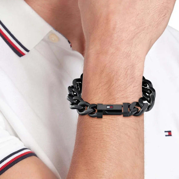 Ανδρικό Βραχιόλι Tommy Hilfiger 2790639 Χειροπέδα Σε Μαύρο Χρώμα