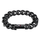 Ανδρικό ατσάλινο βραχιόλι Tommy Hilfiger 2790639 χειροπέδα σε μαύρο χρώμα και σχέδιο αλυσίδας με διαγώνια πλέξη.