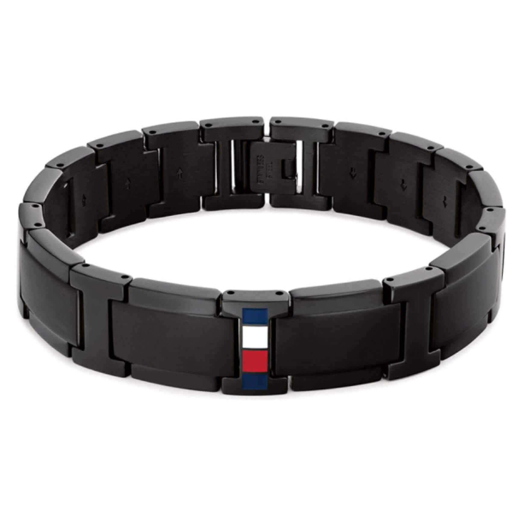 Ανδρικό βραχιόλι χειροπέδα Tommy Hilfiger 2790659 από ανοξείδωτο ατσάλι σε μαύρο χρώμα με μήκος 19cm.