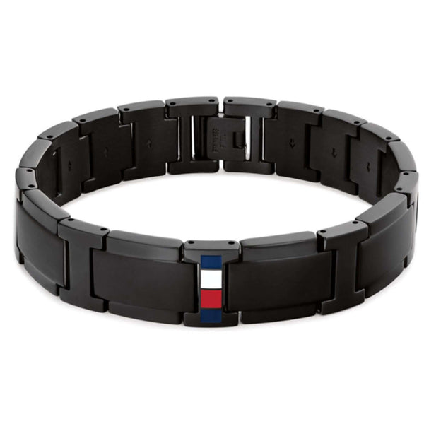 Ανδρικό βραχιόλι χειροπέδα Tommy Hilfiger 2790659 από ανοξείδωτο ατσάλι σε μαύρο χρώμα με μήκος 19cm.
