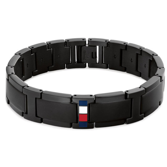 Ανδρικό βραχιόλι χειροπέδα Tommy Hilfiger 2790659 από ανοξείδωτο ατσάλι σε μαύρο χρώμα με μήκος 19cm.