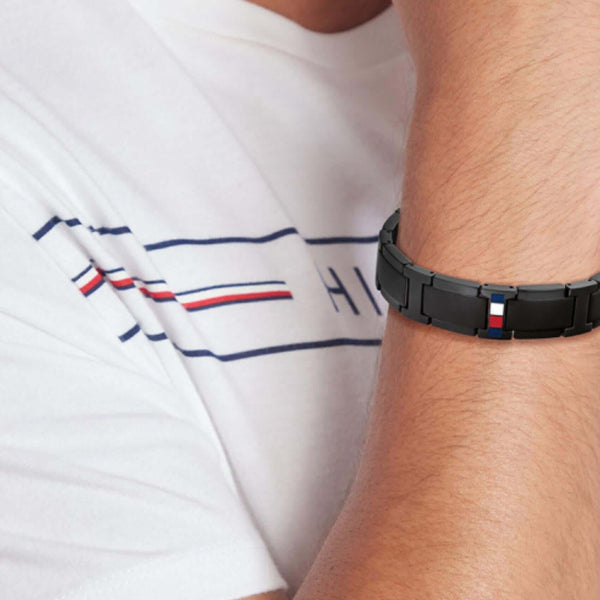Ανδρικό Βραχιόλι Tommy Hilfiger 2790659 Χειροπέδα σε Μαύρο Χρώμα
