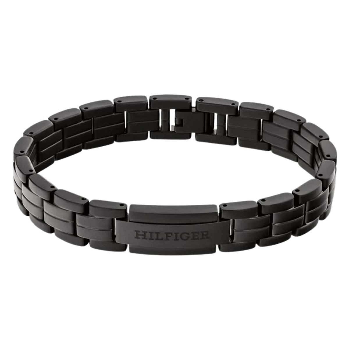 Ανδρικό βραχιόλι χειροπέδα Tommy Hilfiger 2790667 από ανοξείδωτο ατσάλι σε μαύρο χρώμα με αλυσίδα τύπου μπρασελέ και μήκος 19cm.