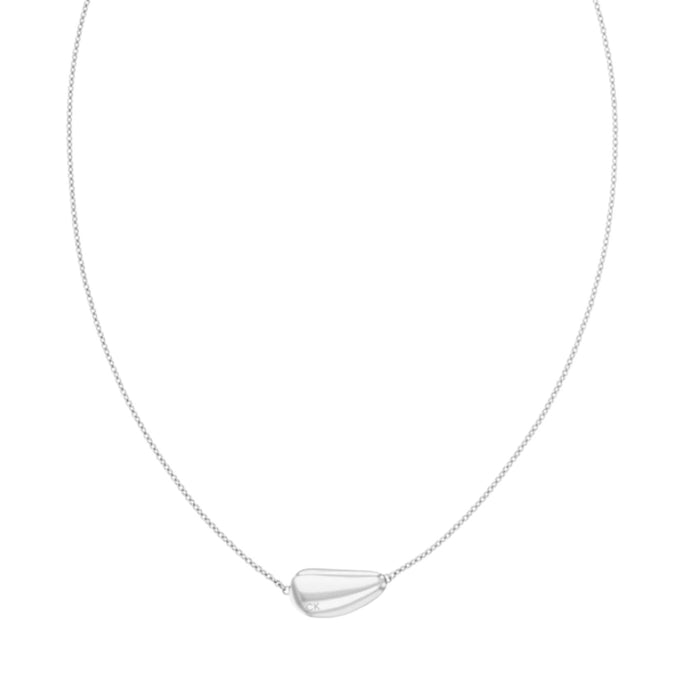 Γυναικείο κολιέ Calvin Klein 35000600 ατσάλινο ασημί με ασύμμετρο κρεμαστό.
