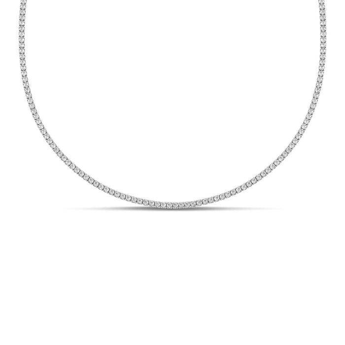 Ασημένιο κολιέ ριβιέρα SNL011 από ασήμι 925 με σειρά καρφωτών ζιργκόν και ρυθμιζόμενο κούμπωμα. Λεπτομέρεια.