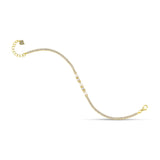 Ασημένιο γυναικείο βραχιόλι ριβιέρα SBT003 σε χρυσό χρώμα με λευκά ζιργκόν και παγιέτα στο κέντρο, ασήμι 925, ρυθμιζόμενο 18–22cm.