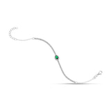 Ασημένιο βραχιόλι ριβιέρα SBT004 με λευκά ζιργκόν και πράσινο δάκρυ στο κέντρο, ασήμι 925, ρυθμιζόμενο 18–22cm, κούμπωμα ασφαλείας.