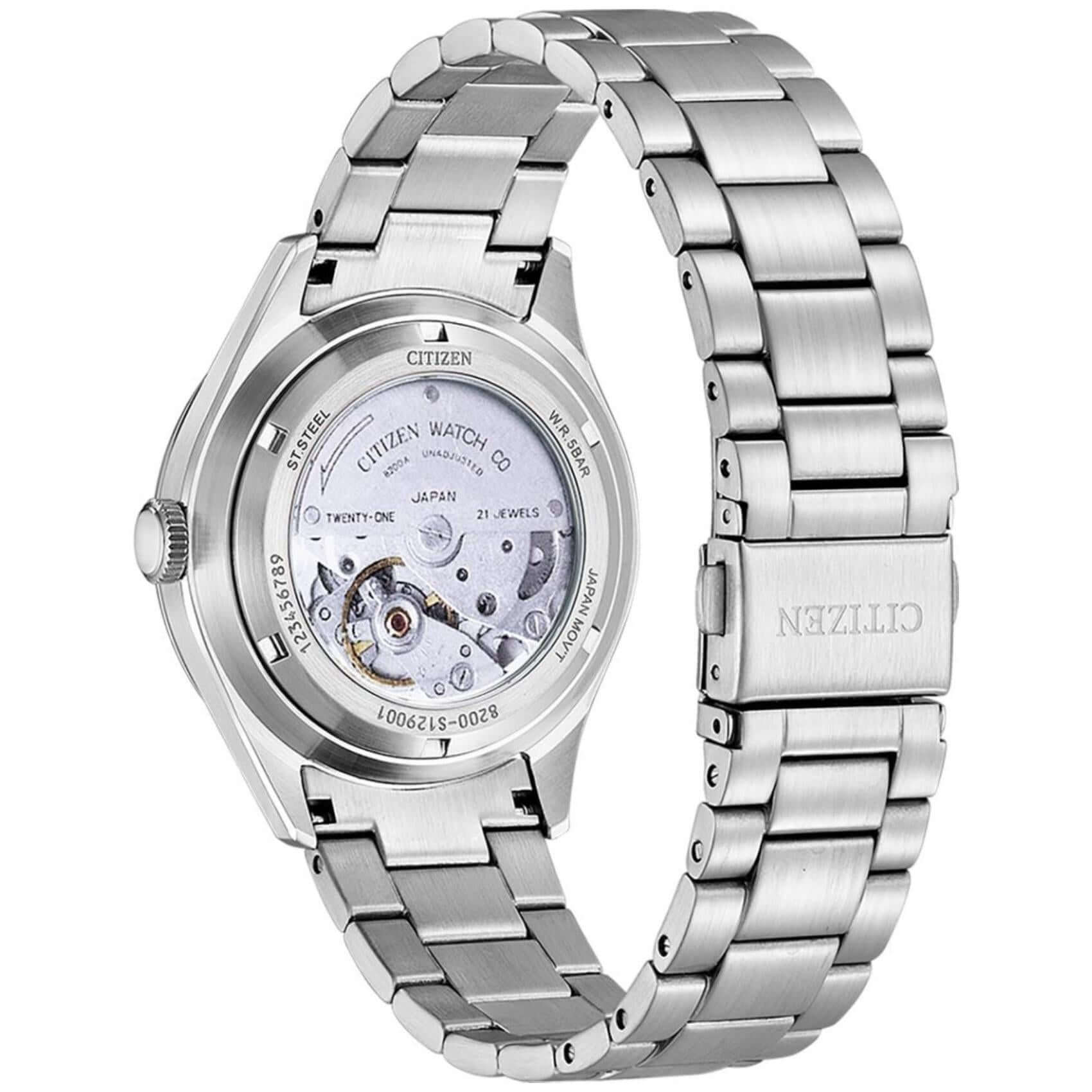 Αυτόματο ρολόι Citizen Gents C7 NH8391-51EE με ασημί ατσάλινο μπρασελέ και μαύρο καντράν 40mm με ένδειξη ημέρας-ημερομηνίας.
