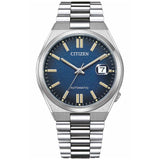 Ανδρικό ρολόι Citizen Tsuyosa NJ0151-88L με ασημί ατσάλινο μπρασελέ και μπλε καντράν διαμέτρου 40mm.