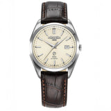 Αυτόματο ρολόι Roamer Elite 970983-41-05-20 με καφέ δερμάτινο λουράκι & μπεζ καντράν διαμέτρου 42mm με ζαφείρι