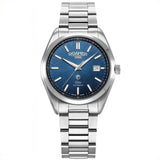 Αυτόματο ρολόι Roamer Elite 970983-41-45-20 box set με ασημί μπρασελέ & μπλε καντράν διαμέτρου 42mm.