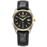 Αυτόματο ρολόι Roamer Elite 970983-47-85-20 με μαύρο δερμάτινο λουράκι και καντράν διαμέτρου 42mm.