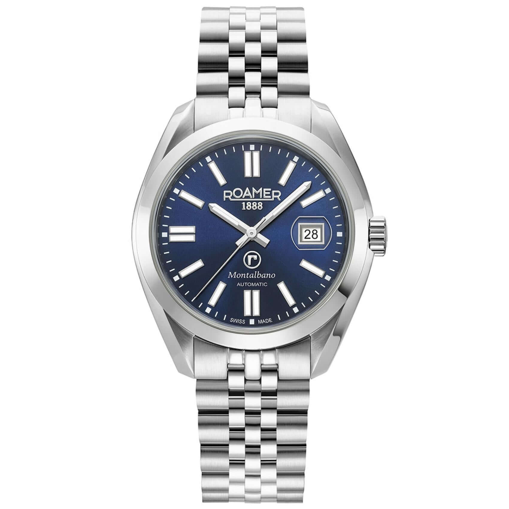 Ανδρικό ρολόι Roamer Montalbano 996983-41-45-20 αυτόματο με ασημί ατσάλινο μπρασελέ και μπλε καντράν διαμέτρου 41.5mm.