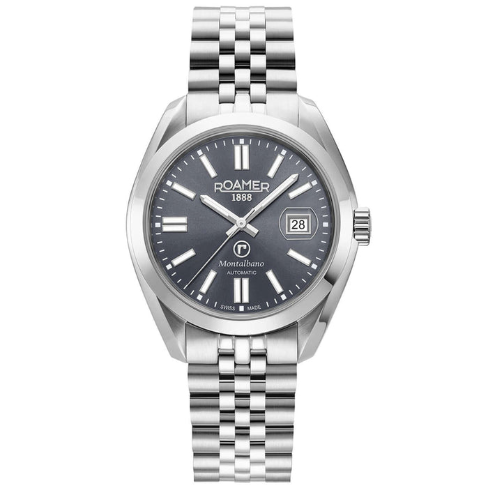 Ανδρικό ρολόι Roamer Montalbano 996983-41-55-20 αυτόματο με ασημί ατσάλινο μπρασελέ και ανθρακί καντράν διαμέτρου 41.5mm.