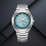 Ρολόι Citizen Zenshin 60 NK5020-58L με ασημί μπρασελέ, γαλάζιο καντράν 40.5mm και small second παράθυρο