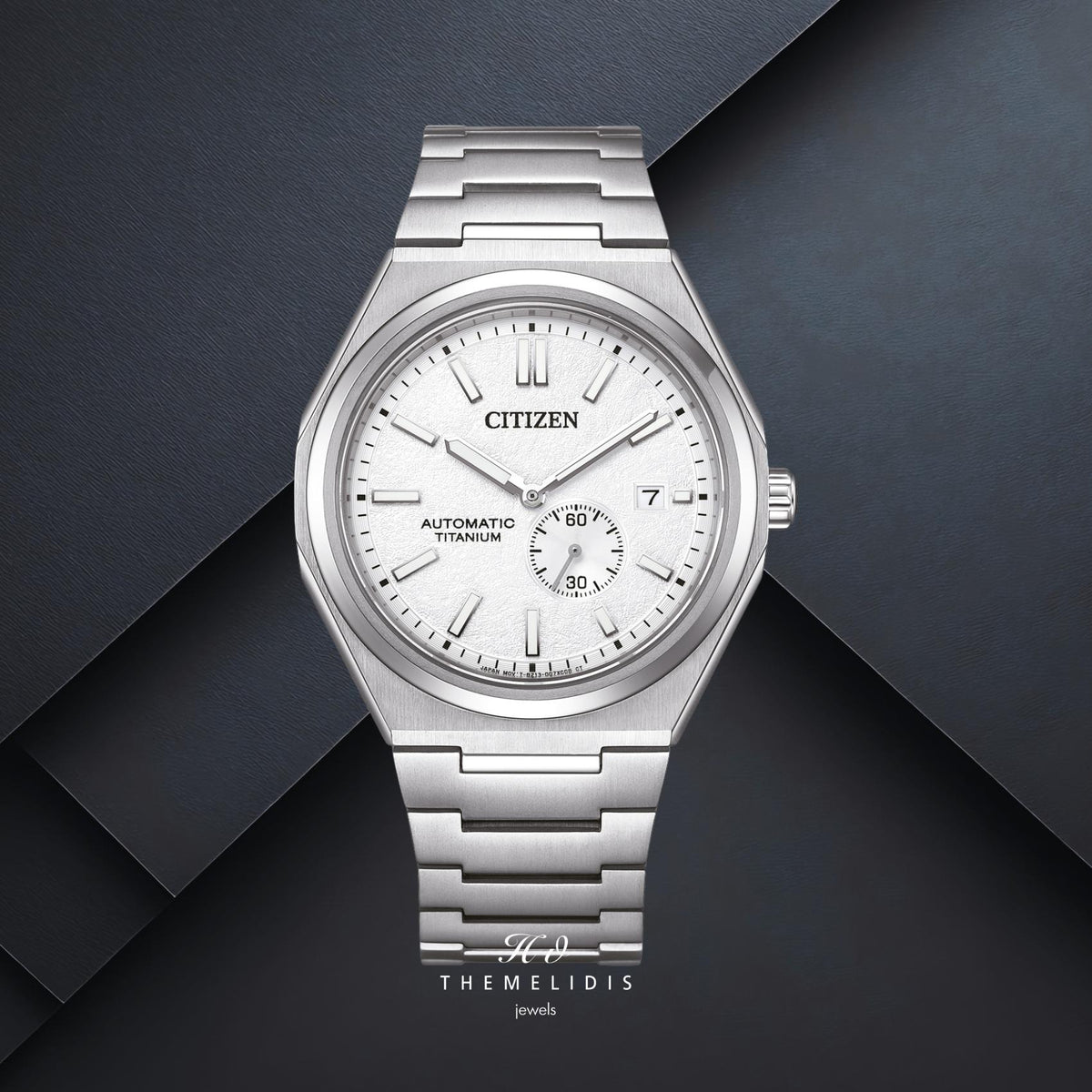 Aνδρικό ρολόι Citizen Super Titanium NJ0180-80A με λευκό καντράν