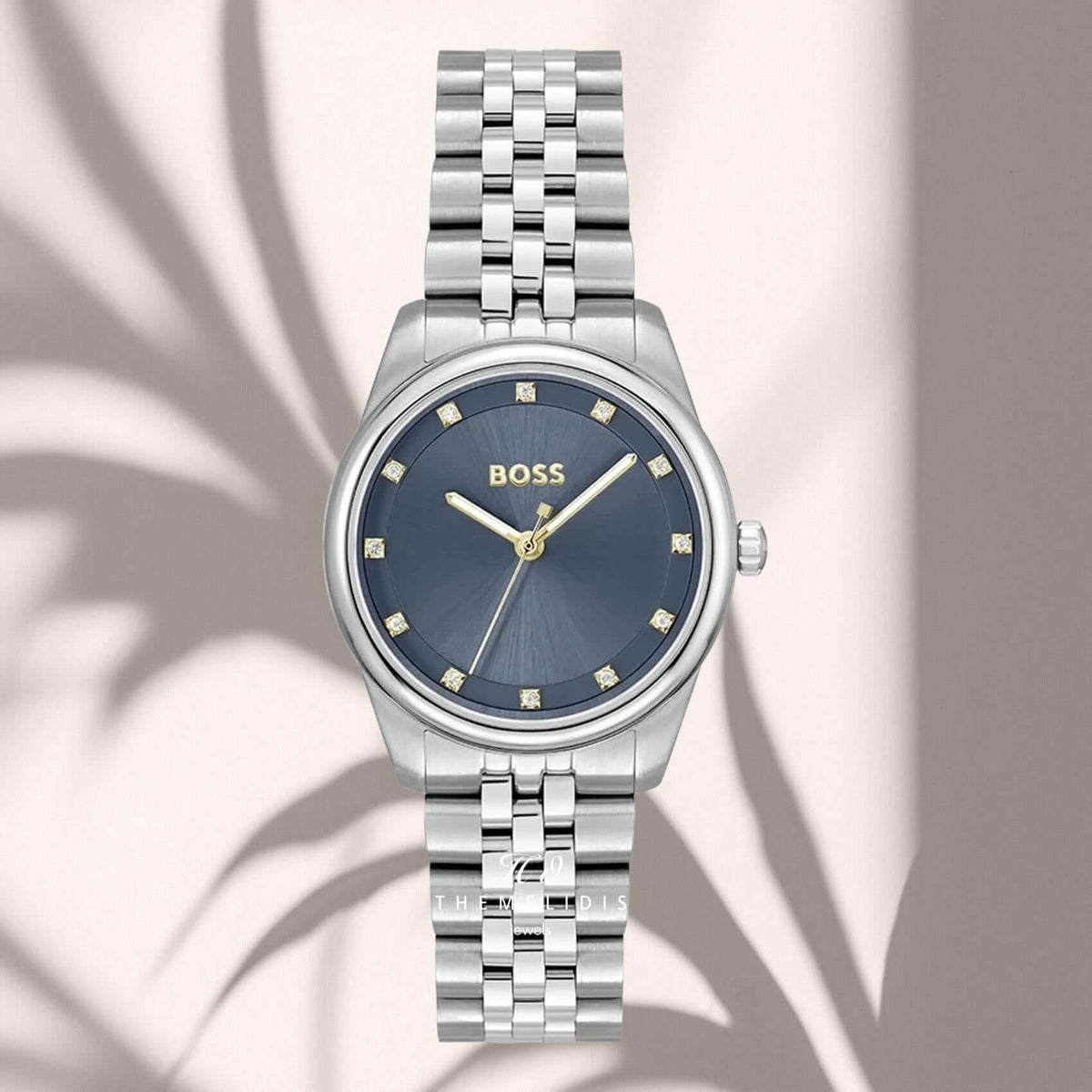 Boss 1502809 γυναικείο ρολόι Graceful Precious με ασημί μπρασελέ, μπλε καντράν 32mm και ζιργκόν.
