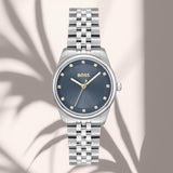 Boss 1502809 γυναικείο ρολόι Graceful Precious με ασημί μπρασελέ, μπλε καντράν 32mm και ζιργκόν.