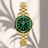 Boss 1502849 γυναικείο ρολόι Sage Aqua με χρυσό μπρασελέ, πράσινο καντράν 30mm και χρυσές λεπτομέρειες.