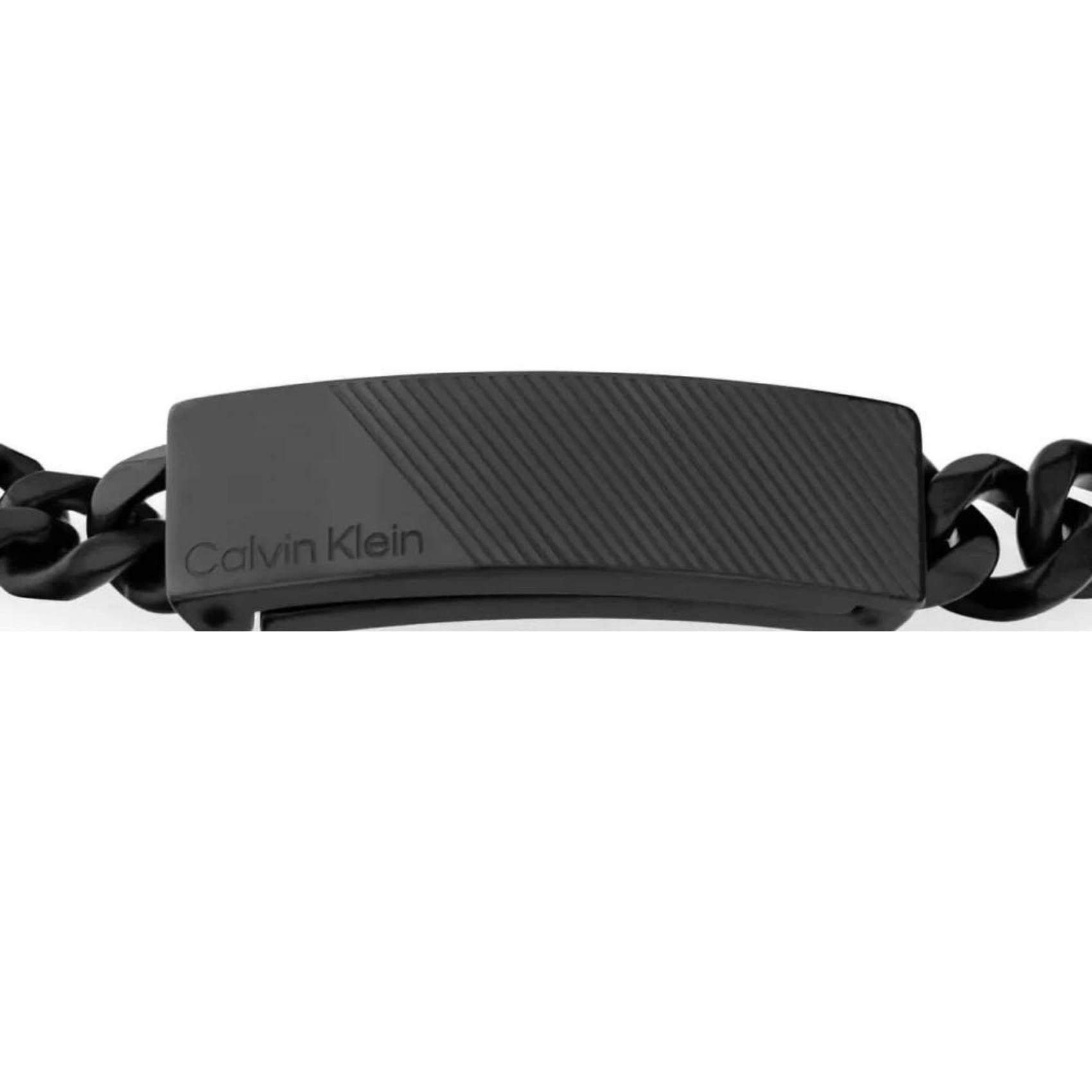 Ανδρικό βραχιόλι Calvin Klein 35000418 κατασκευασμένο από ατσάλι σε μαύρο χρώμα με σχέδιο μπρασελέ και μαύρο μαγνητικό κούμπωμα.