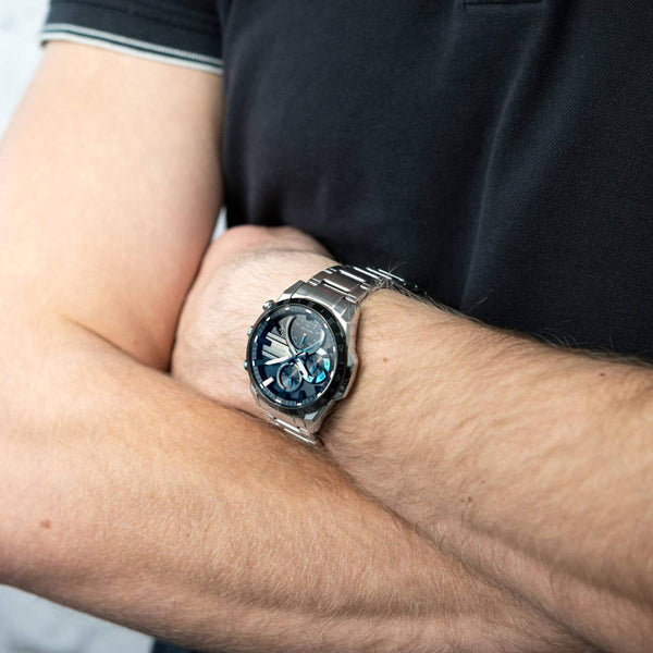 Ρολόι Χρονογράφος Casio Edifice Classic Solar EFS-S620DB-1BVUEF Με Ασημί Μπρασελέ