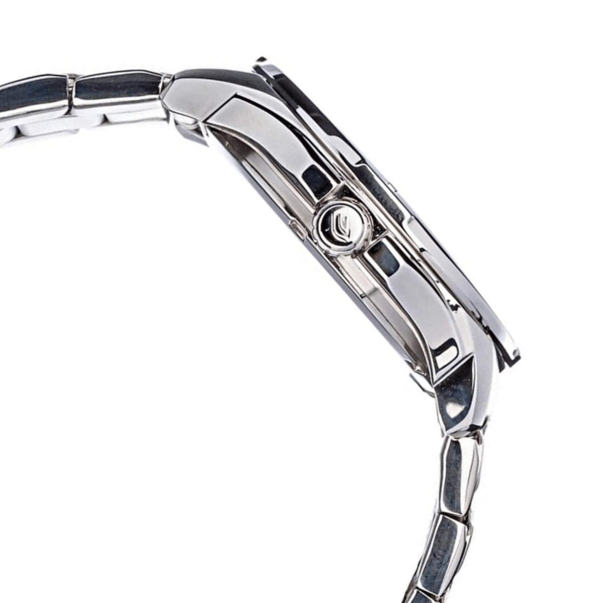 Αδιάβροχο ρολόι CASIO Edifice EF-129D-2AVEF με ασημί μπρασελέ από ανοξείδωτο ατσάλι, μπλε καντράν με φωσφορίζον δείκτες, στρογγυλή στεφάνη σε ασημί χρώμα και ένδειξη ημέρας και ημερομηνίας.