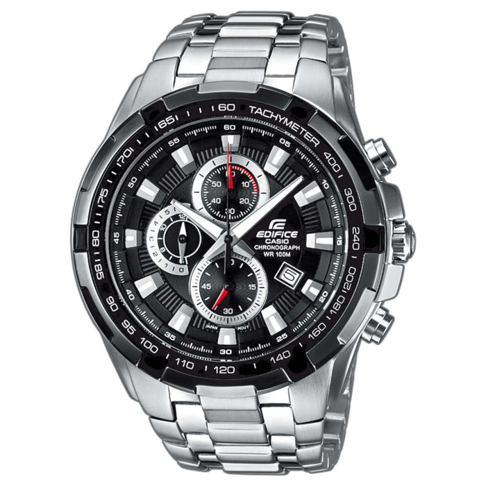 Ρολόι Casio Edifice EF-539D-1AVEF χρονογράφος με ασημί ατσάλινο μπρασελέ και μαύρο καντράν.