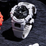 Καταδυτικό ρολόι χρονογράφος Casio G-Shock GBA-900-7AER με λευκό καουτσούκ λουράκι, μαύρο καντράν και στεγανότητα 20ATM-200Μ με λειτουργία bluetooth.