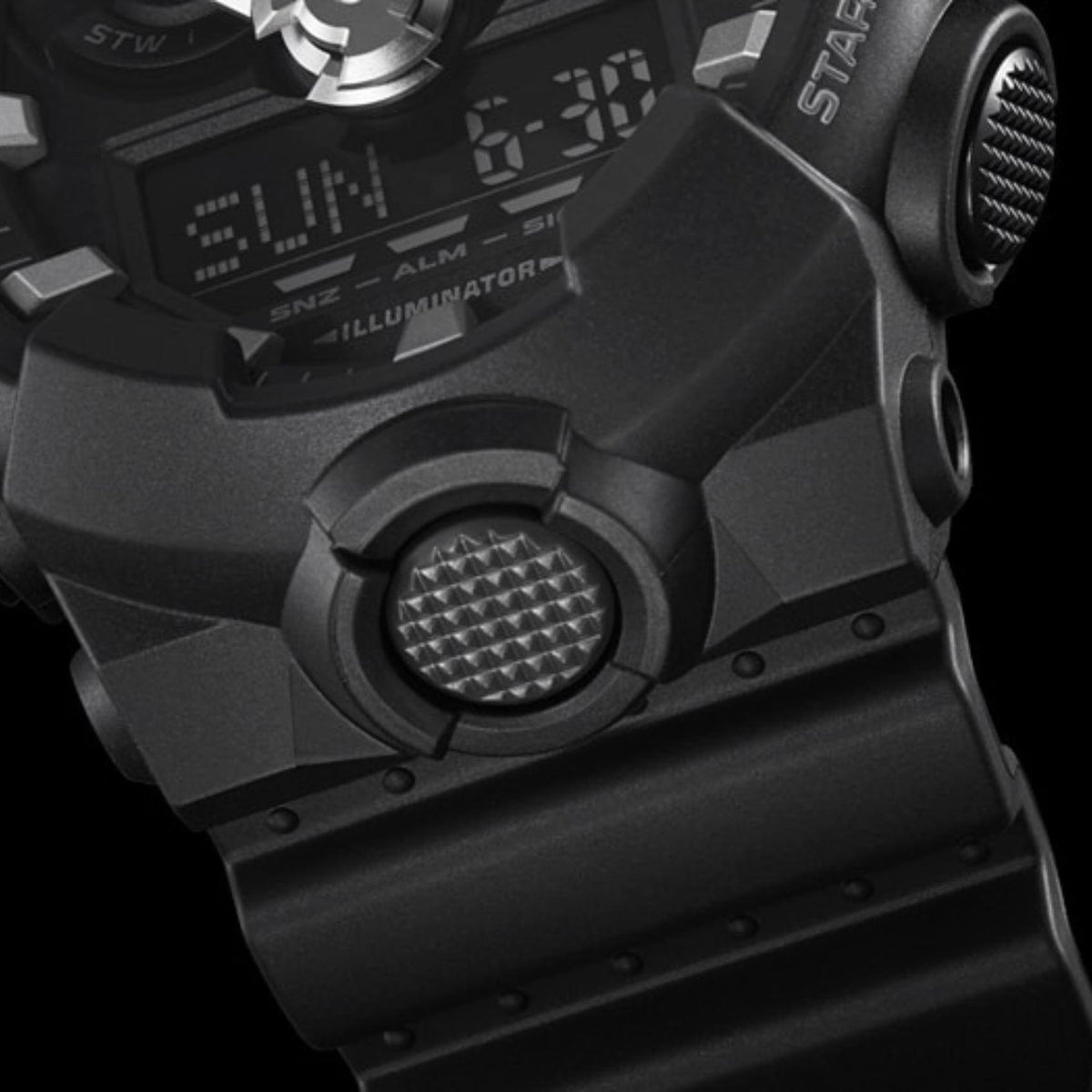 Καταδυτικό ρολόι χρονογράφος Casio G-Shock GA-700-1BER με μαύρο καουτσούκ λουράκ, μαύρο καντράν και στεγανότητα 20ATM-200Μ.