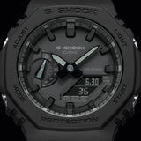 Ρολόι χρονογράφος Casio G-Shock GA-2100-1A1ER με μαύρο καουτσούκ λουράκι, μαύρο καντράν σε οκτάγωνο σχημα με ψηφιακή ένδειξη και στεγανότητα 20ATM-200Μ.
