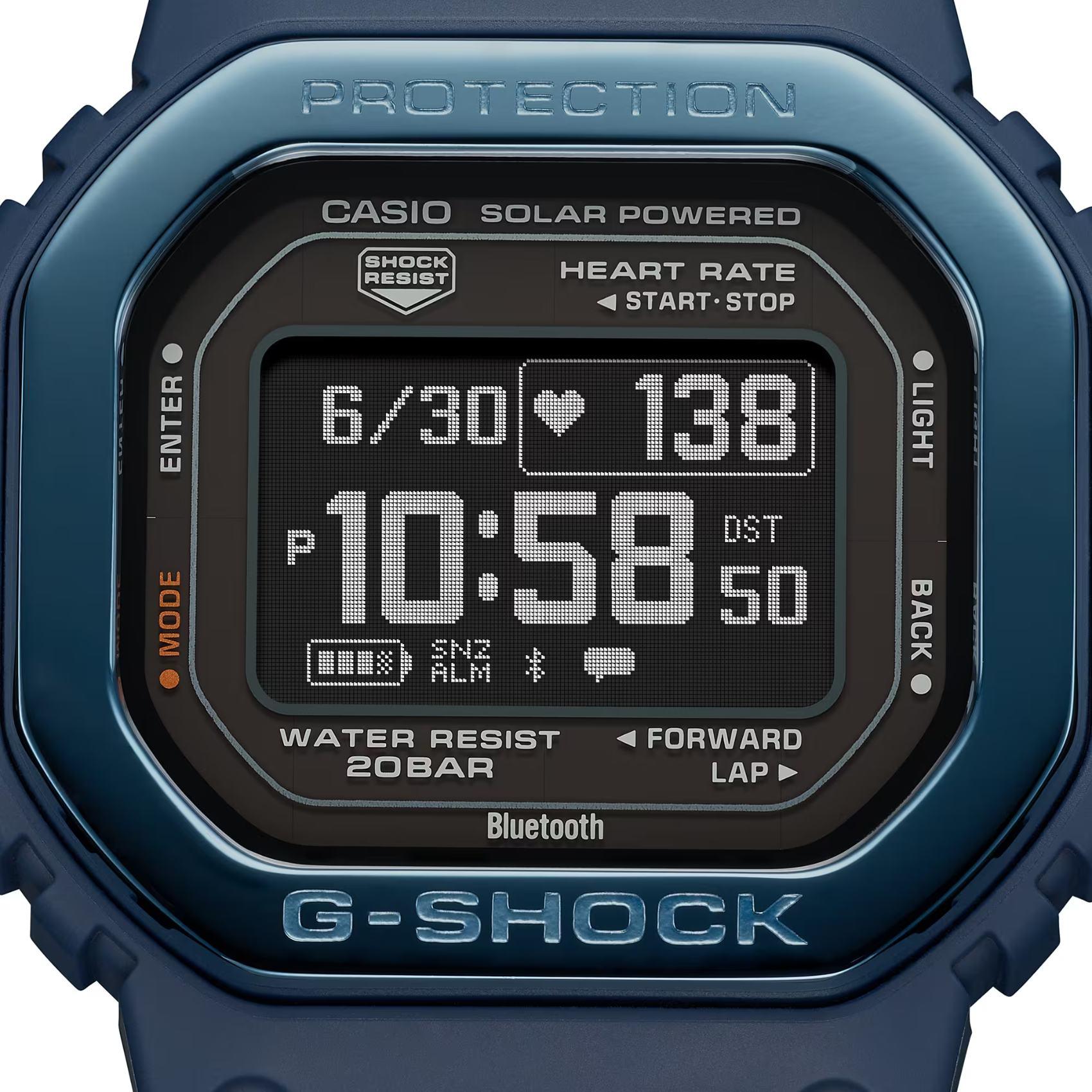 Προπονητικό ρολόι smartwatch G-Squad Casio G-Shock DW-H5600MB-2ER Solar με μπλε καουτσούκ λουράκι και μαύρο καντράν διαμέτρου 44,5mm σε τετράγωνο σχημα.Προπονητικό ρολόι smartwatch G-Squad Casio G-Shock DW-H5600MB-2ER Solar με μπλε καουτσούκ λουράκι και μαύρο καντράν διαμέτρου 44,5mm σε τετράγωνο σχημα.