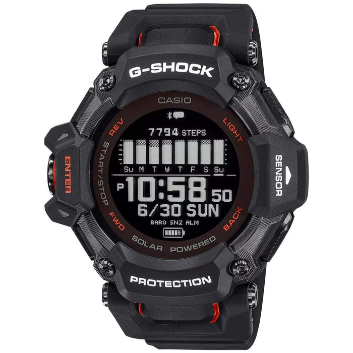 Ρολόι Casio G-Shock G-Squad GBD-H2000-1A9ER που συνδυάζει πράσινο καουτσούκ λουράκι και μαύρο καντράν μεγέθους 52.6mm.